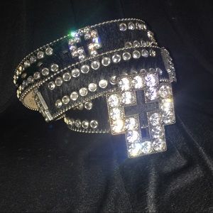 BB SIIMON  Leather Swarovski Studded Rhinestones